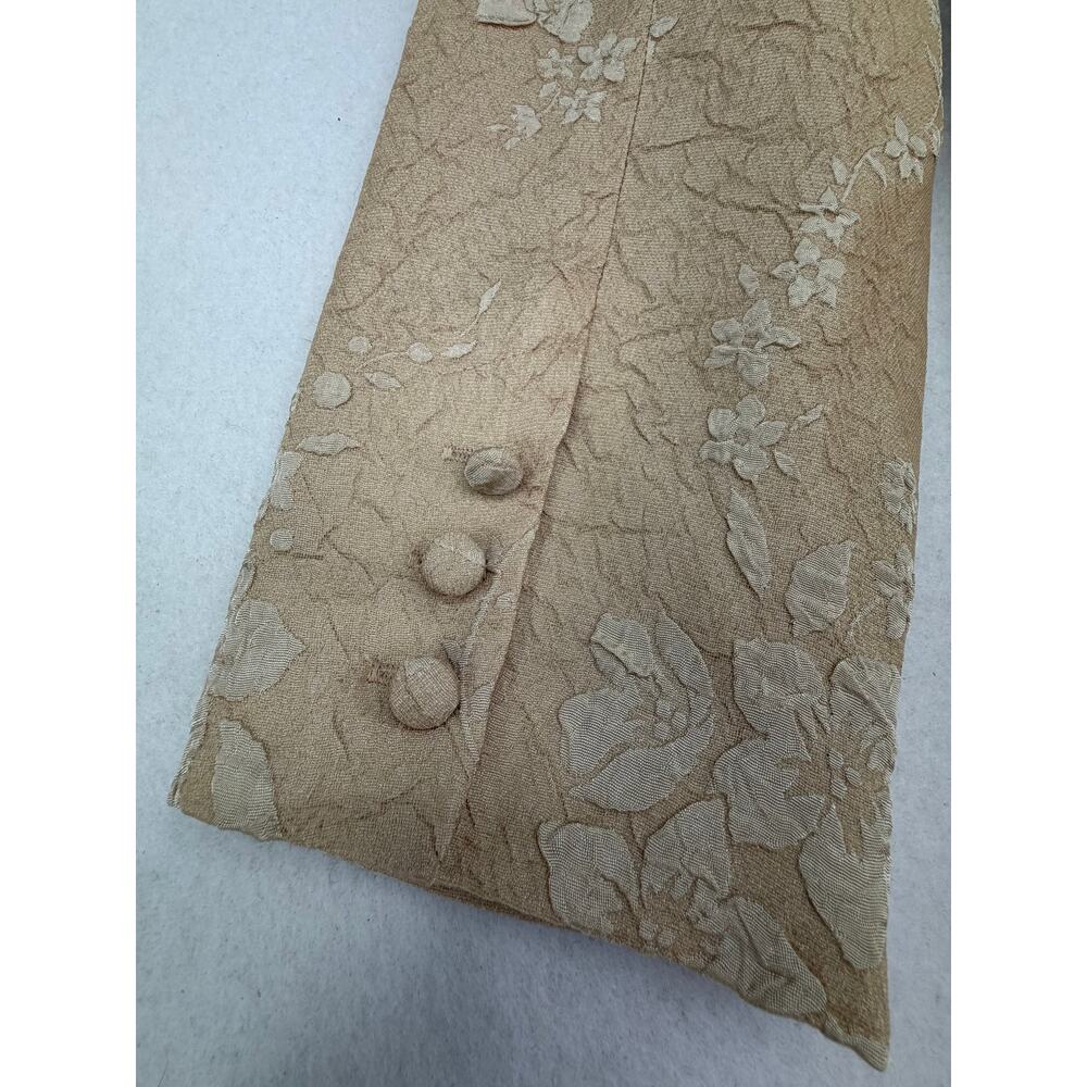 Adrianna Papell Tan Jacquard Brocade Party Business Lined Long Blazer Jacket 10 - Picture 8 of 10